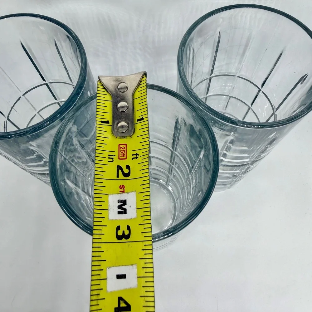 Anchor Hocking Waffle Grid Highball Glasses Set of 3 Clear 6‎ Inch Tumblers